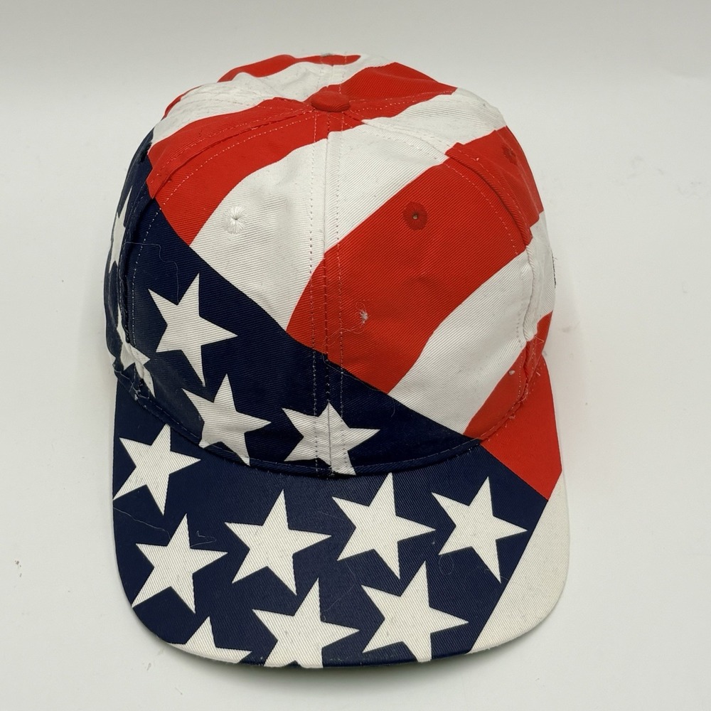 Vintage 90's 1994 United States Stars Stripes Flag Global Caps Snapback Hat Cap